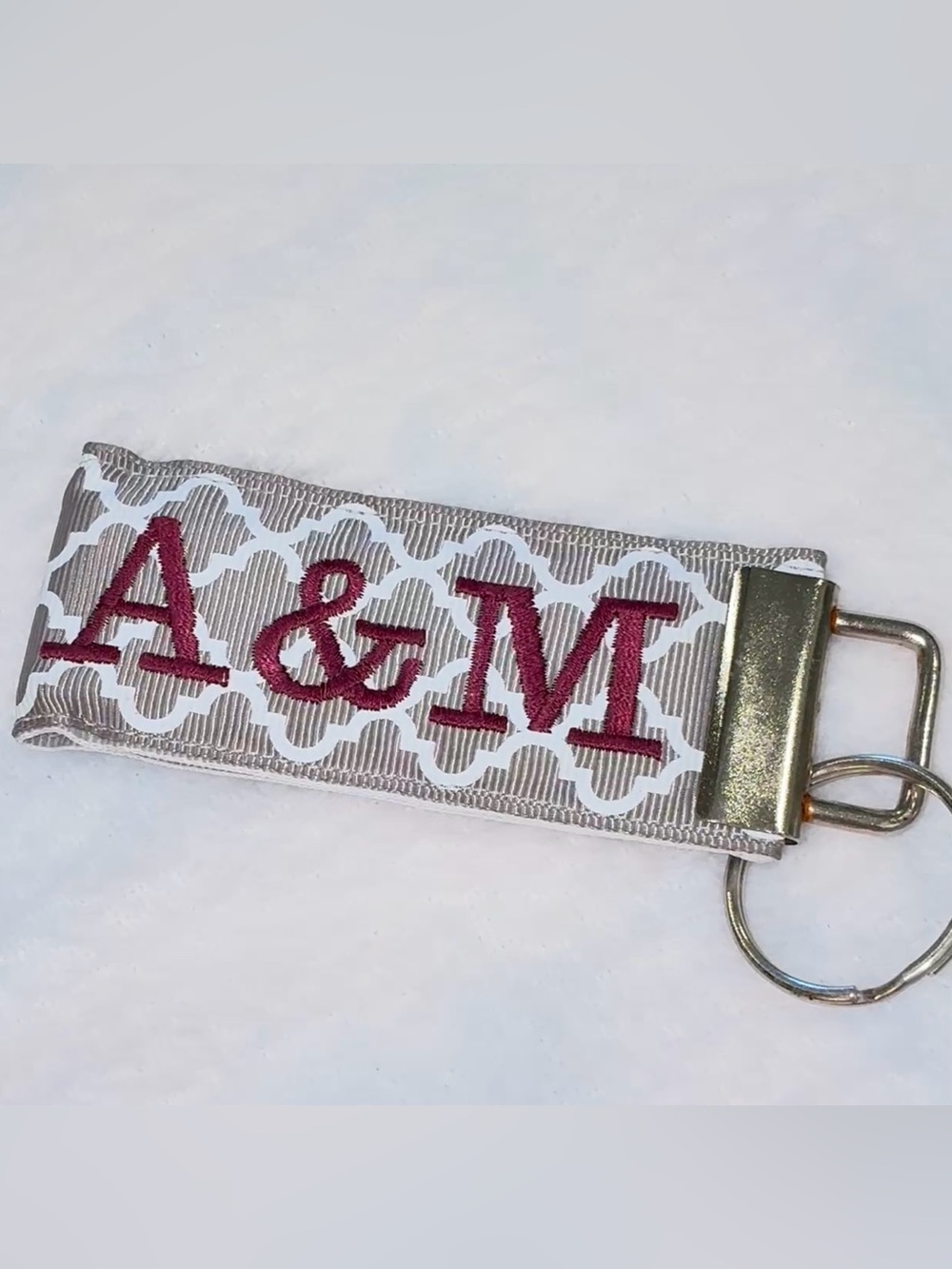 Texas A&M AGGIES small wrist ribbon embroidered keychain, NWOT, Great gift idea